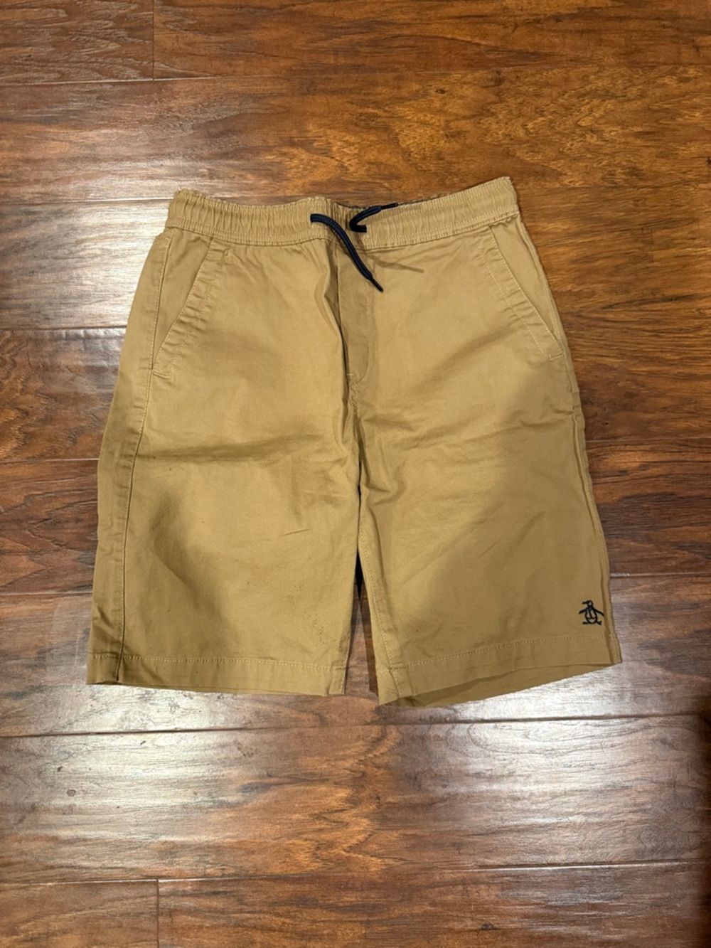 Original Penguin Tan Elastic Waist Shorts with Drawstring